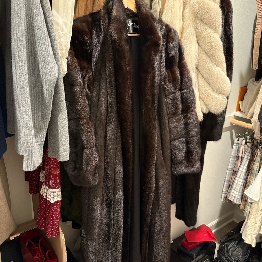 Real black Mink fur long full size fur Coat